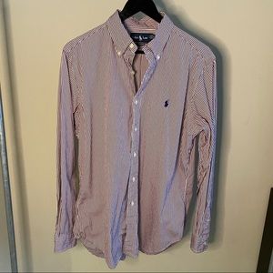 Ralph Lauren button up white w red stripes
